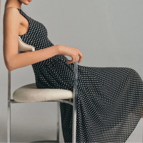 Reformation Anelis Midi Dress Size 6 Black White Polka Dot - Picture 14 of 14